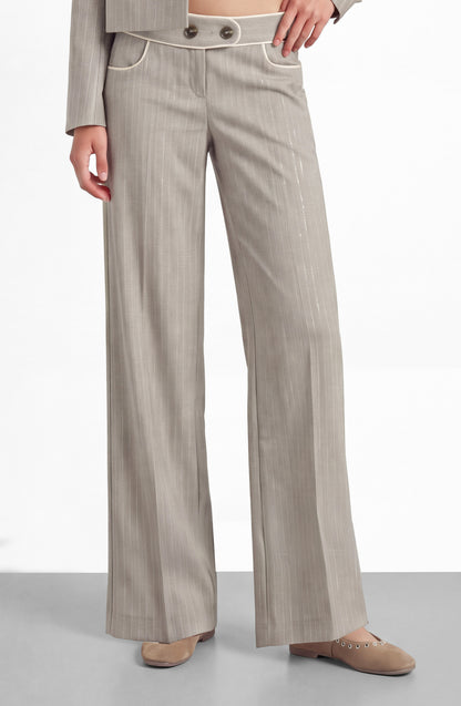 Pantalón Sastrero Lurex Beige