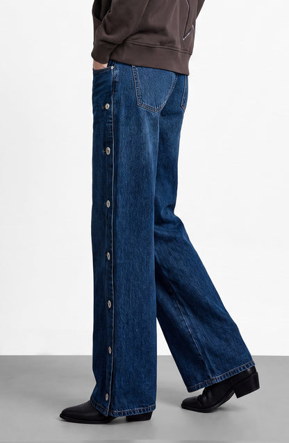 Pantalón Botones Laterales Indigo