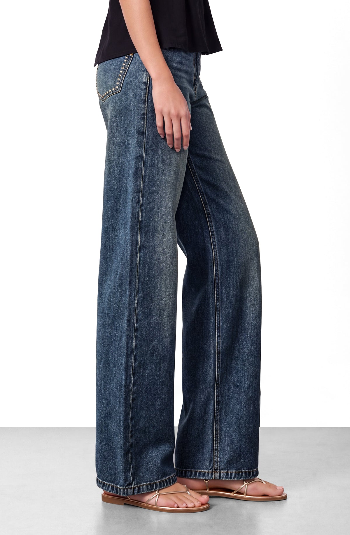 Pantalón Sin Pretina Tachas Blue