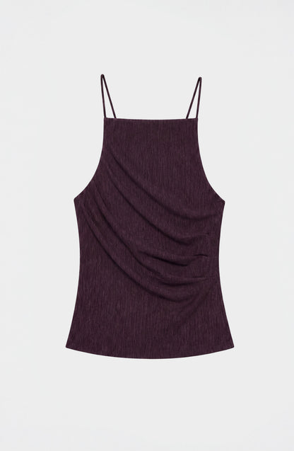 Top Drapeado Sin Espalda Burgundy