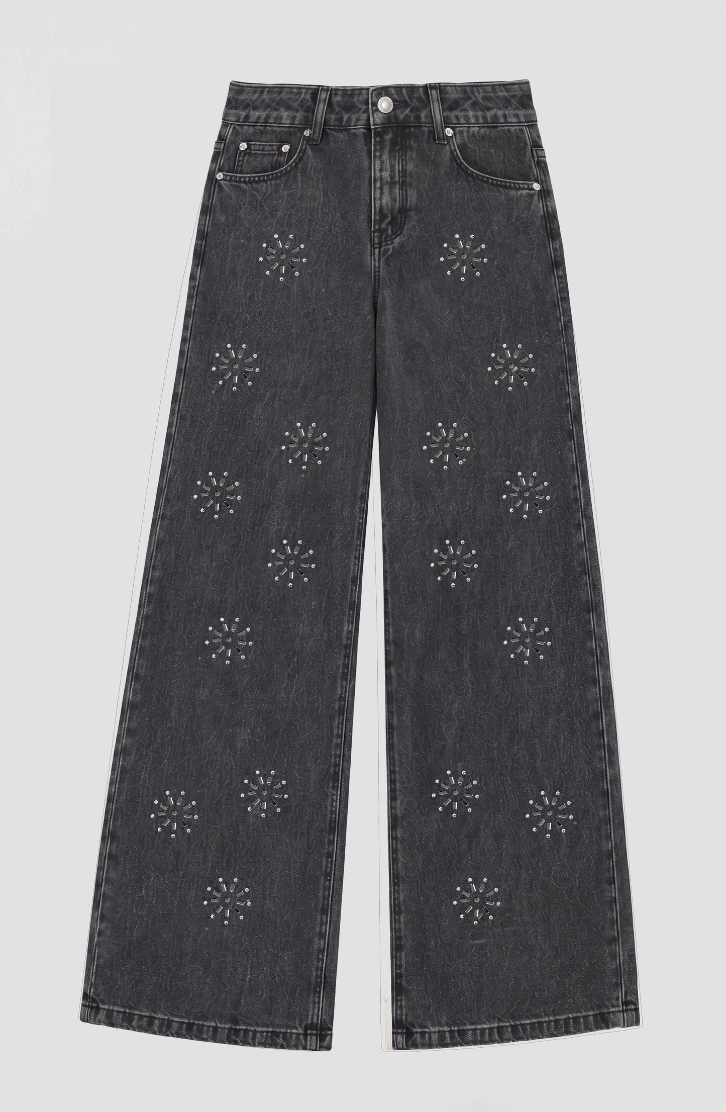 Pantalón Flores Brillos Grey
