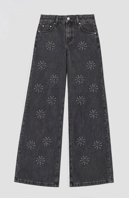Pantalón Flores Brillos Grey