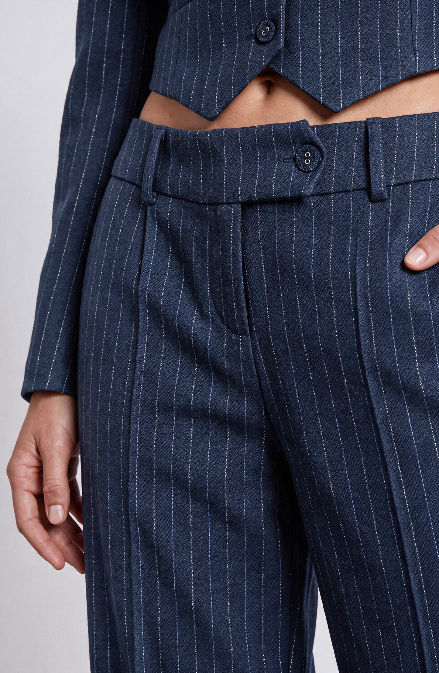 Pantalón Sastrero Raya Lurex Blue