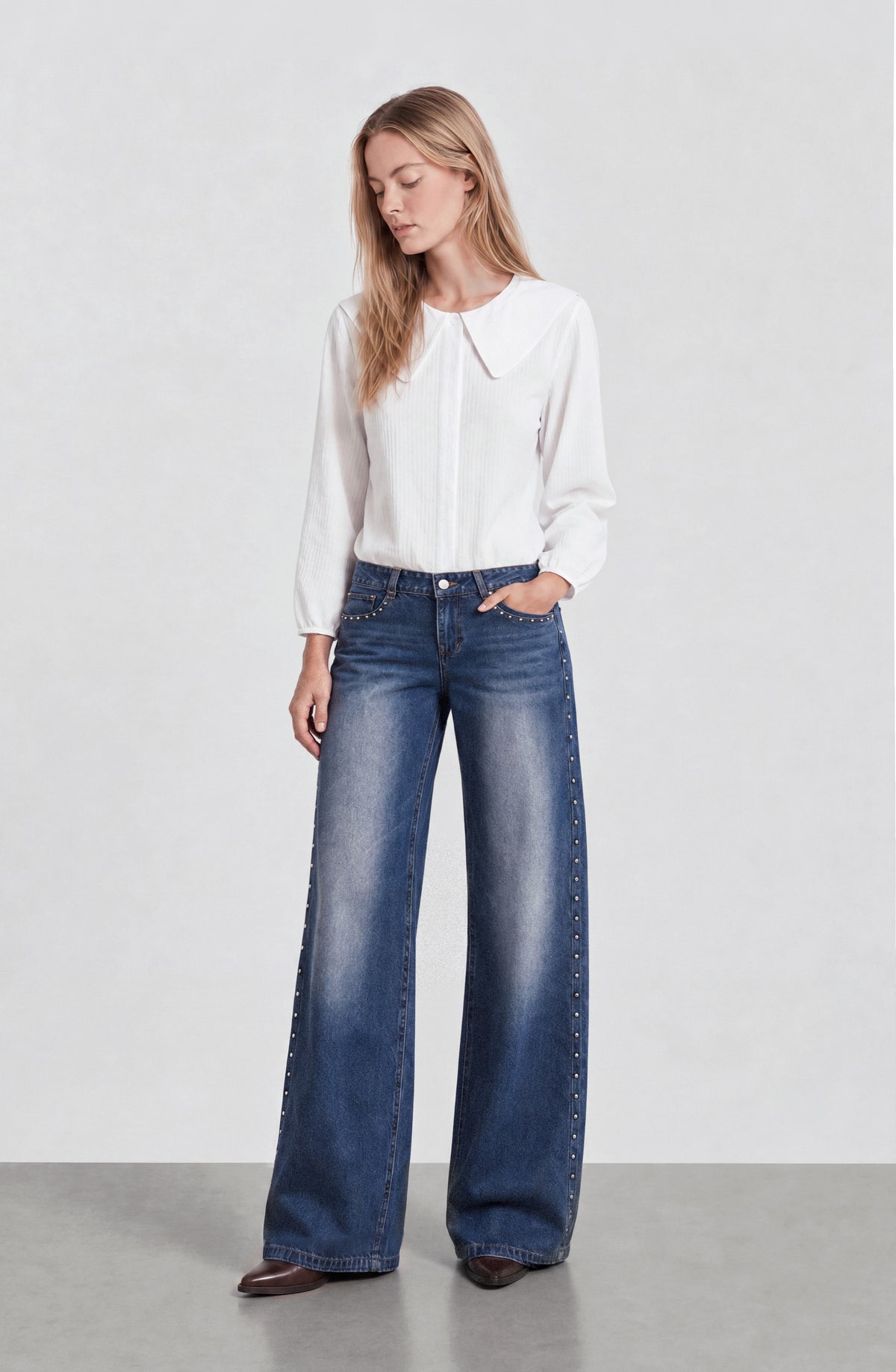 Blusa Cuello Bobo Vichy White