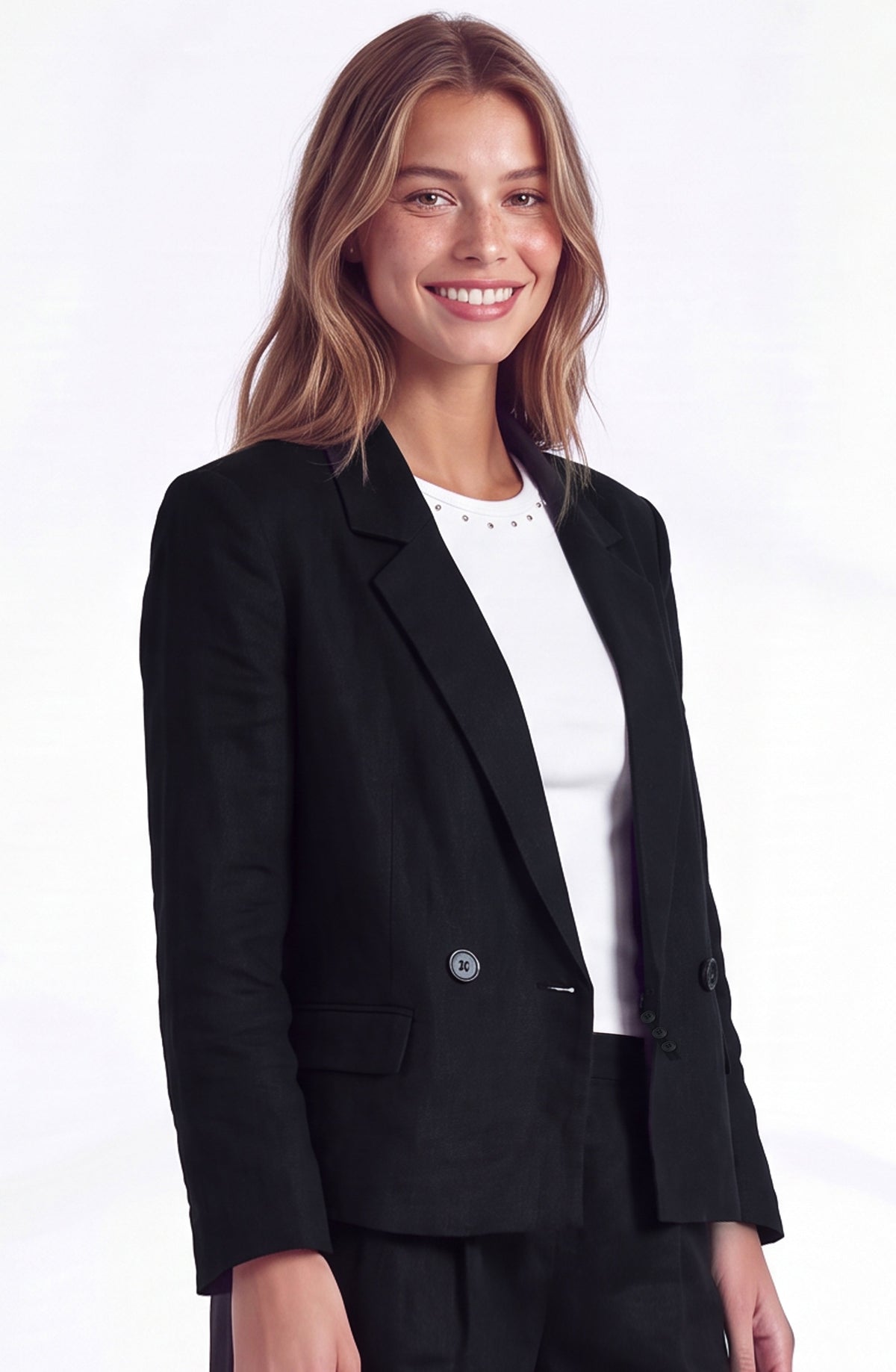Blazer Corto Lino Black