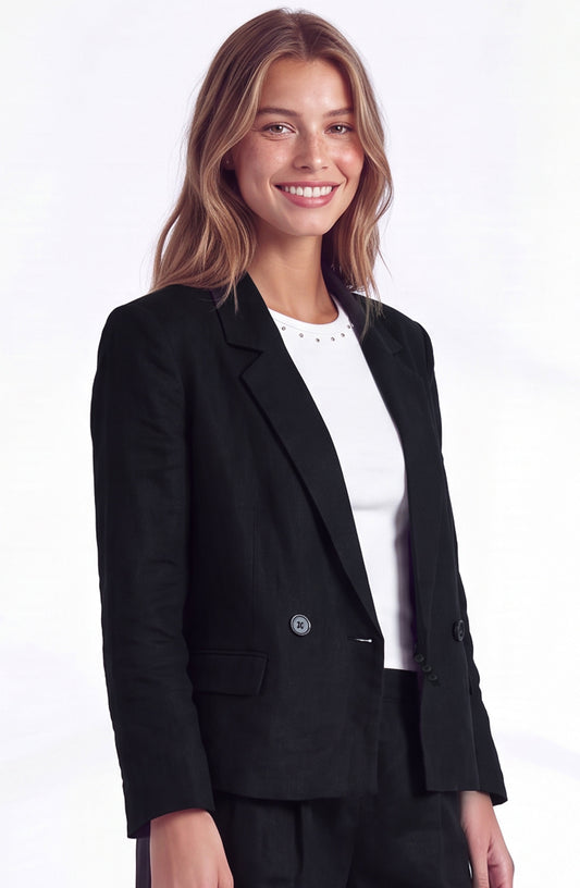 Blazer Corto Lino Black
