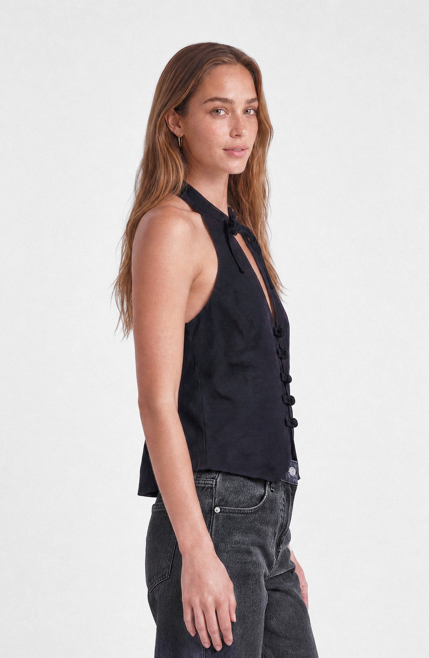 Top Halter Botones Black