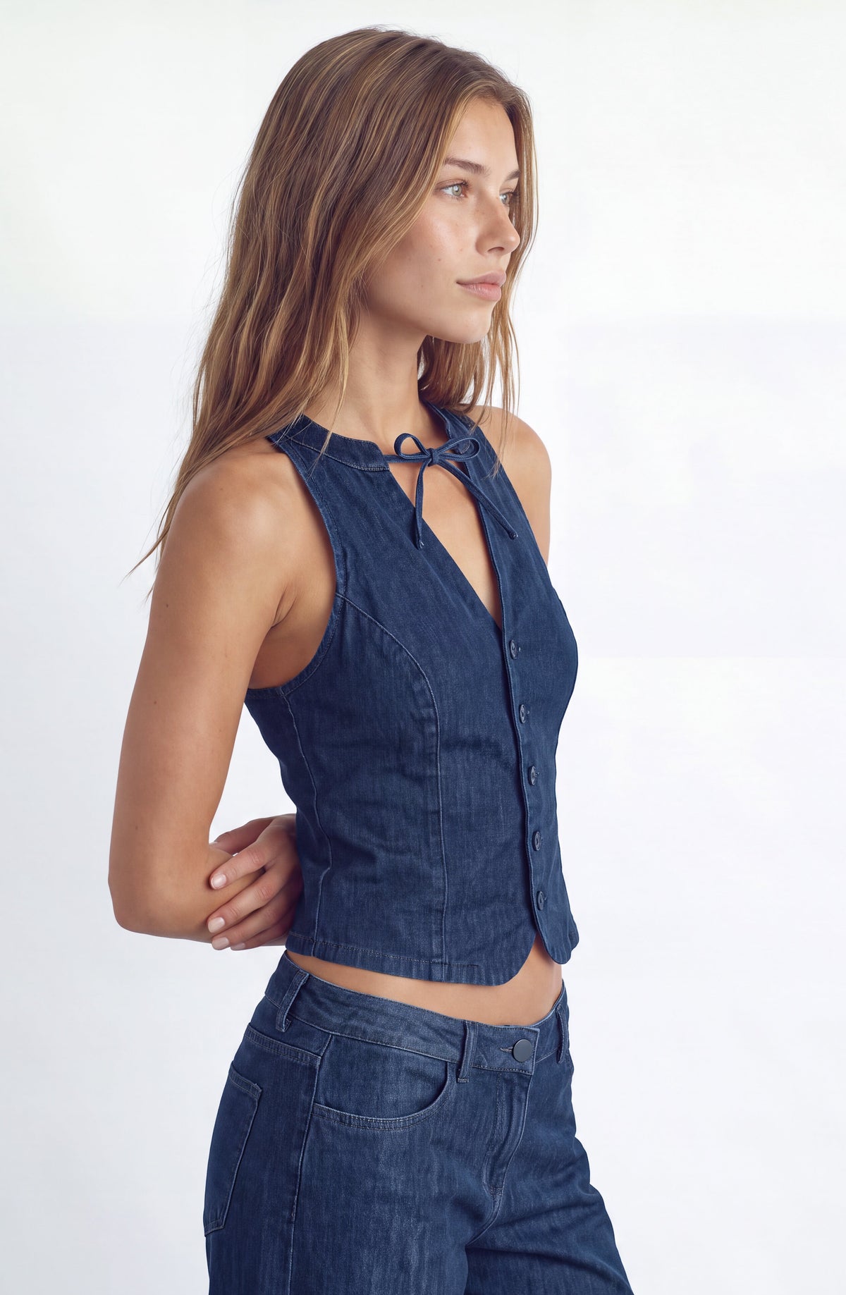 Vest Halter Tencel Denim Indigo