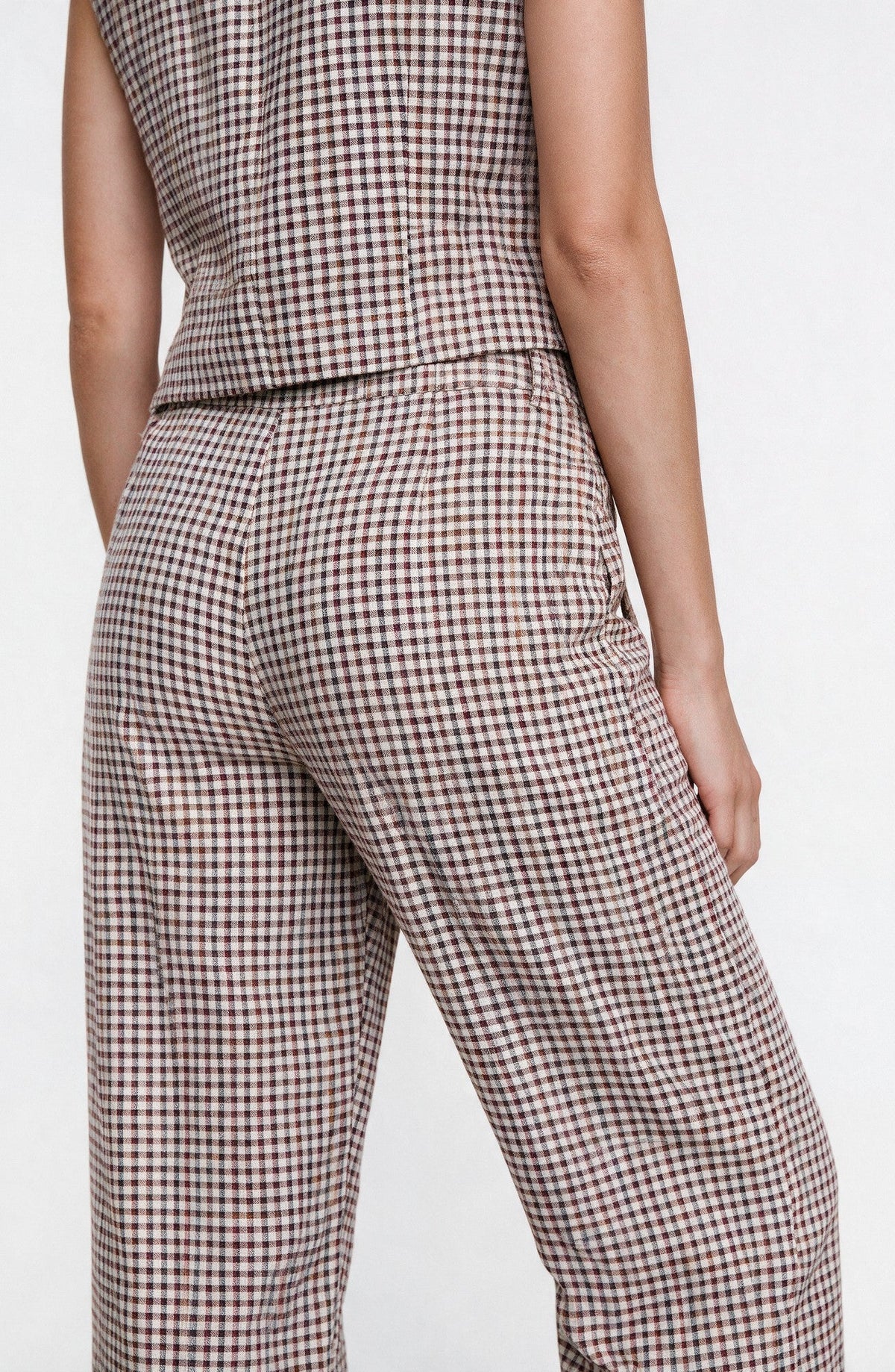 Pantalón Cuadros Print Ecru