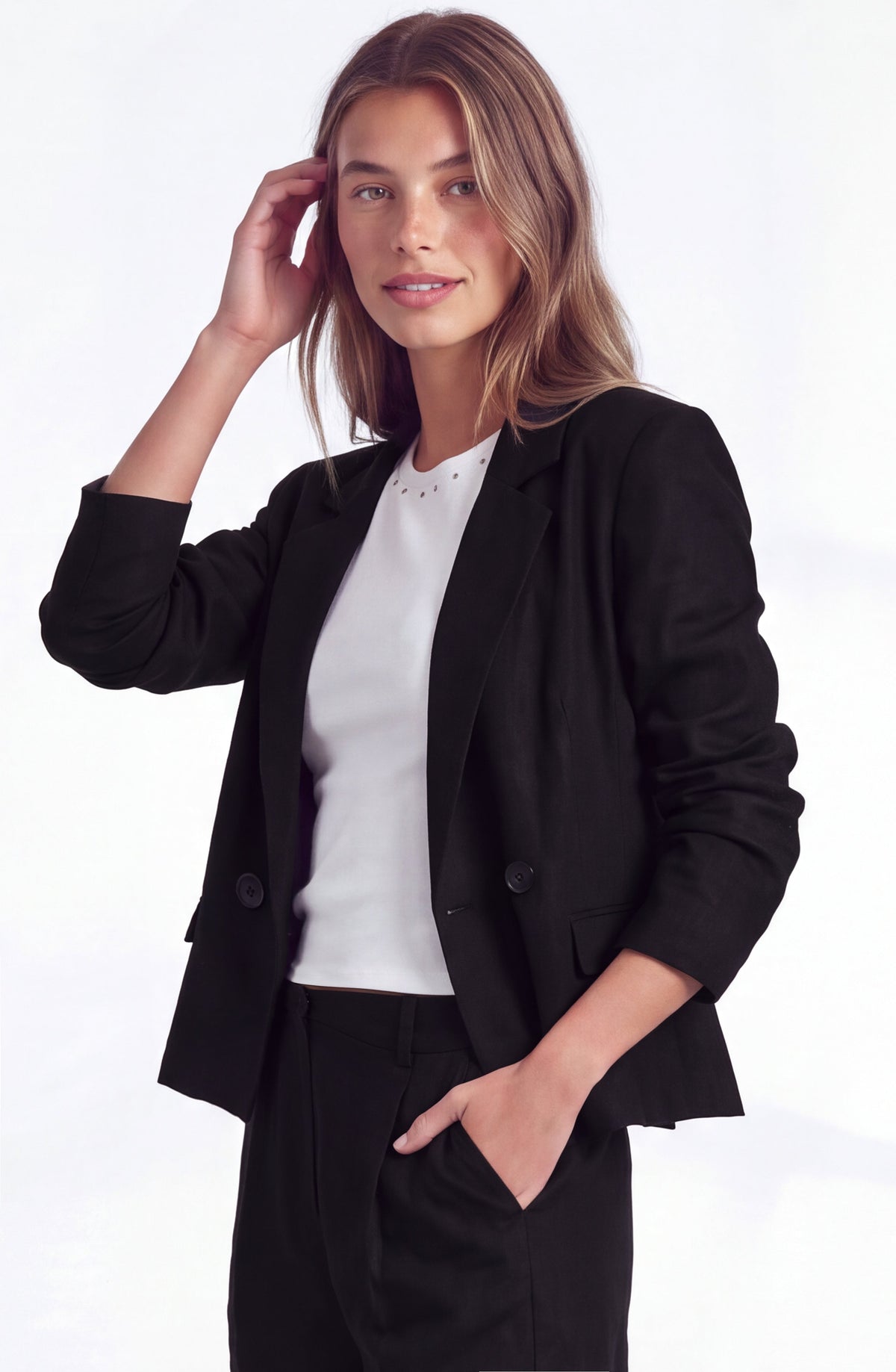 Blazer Corto Lino Black