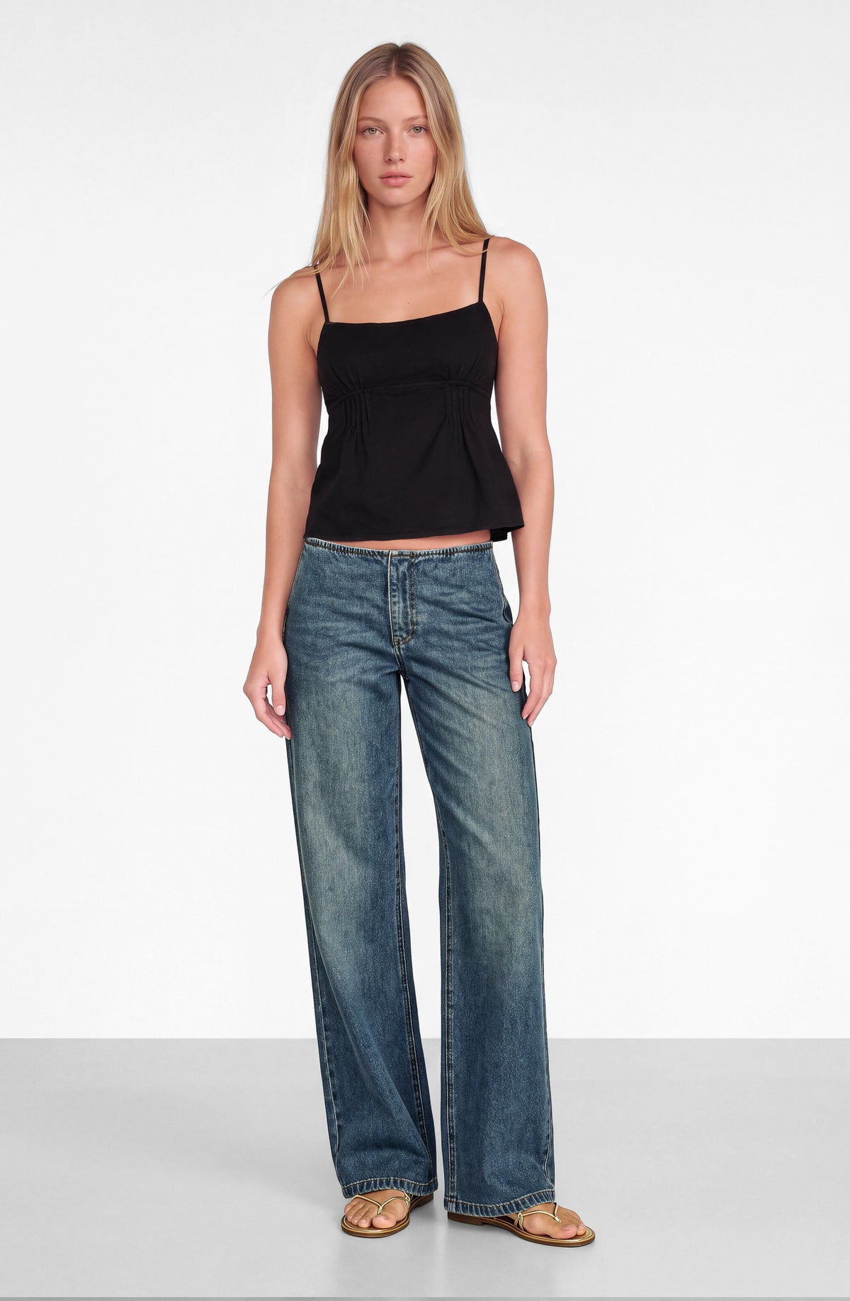 Top Escote Plisado Black