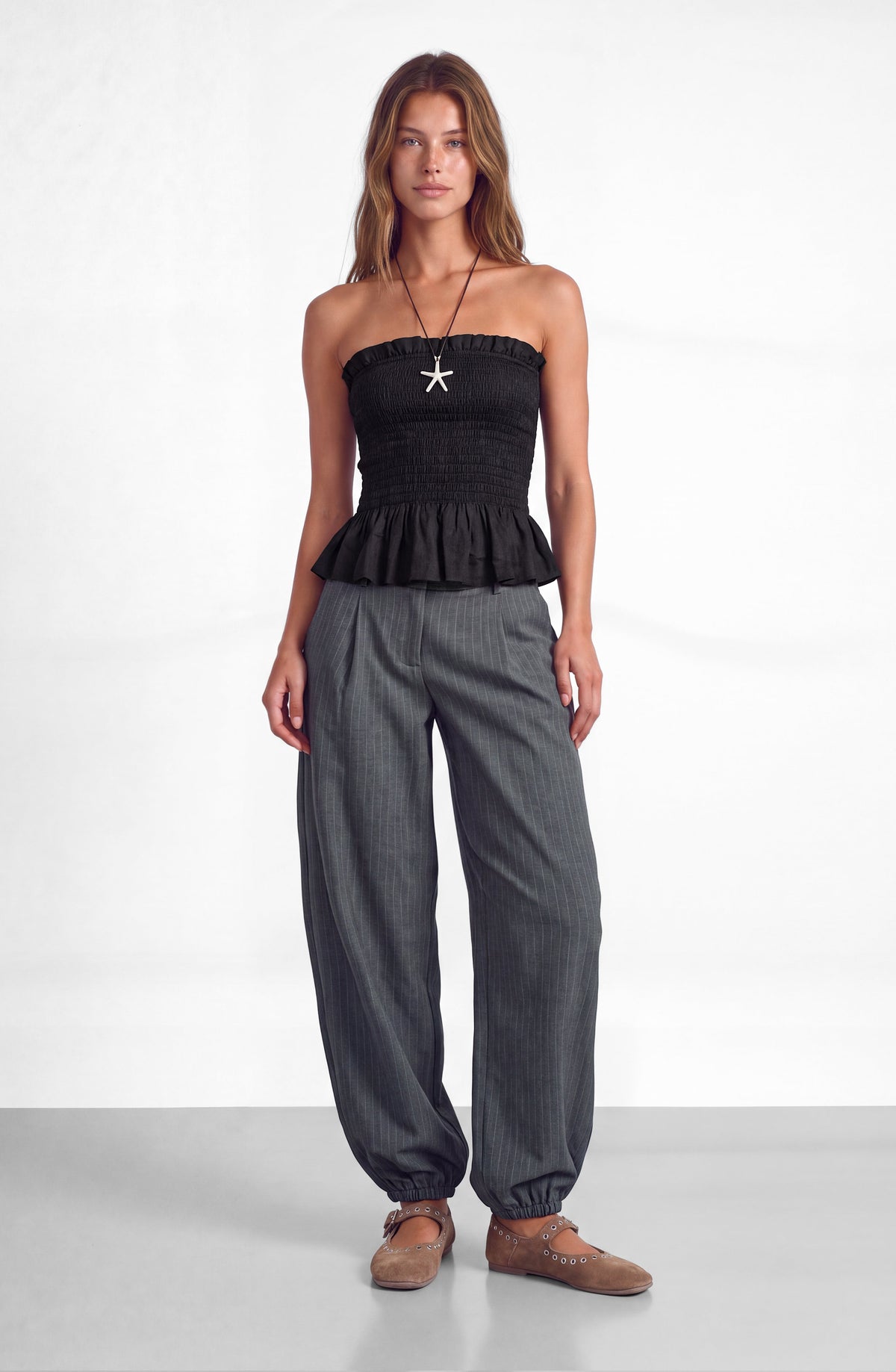 Pantalón Balloon Rayas Grey
