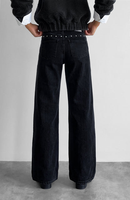 Pantalón Cortes Tachas Estrellas Grey